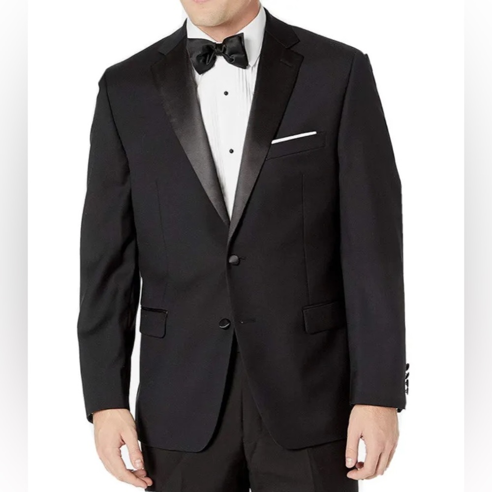 Calvin Klein Men’s Black Skinny-fit extra Slim Stretch Suit Jacket Size 40S